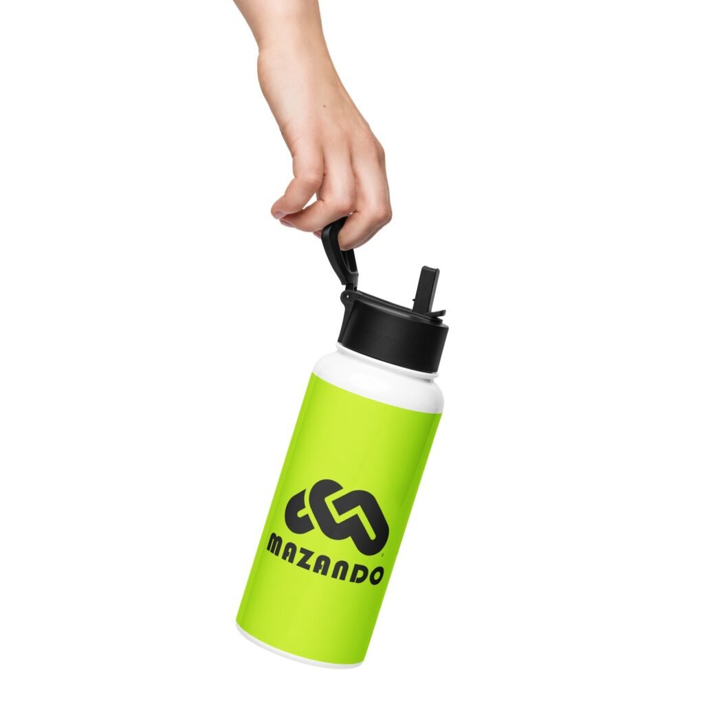Stainless steel water bottle with a straw lid